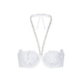 SKIMS LACE UNLINED HALTER BRA | SNOW